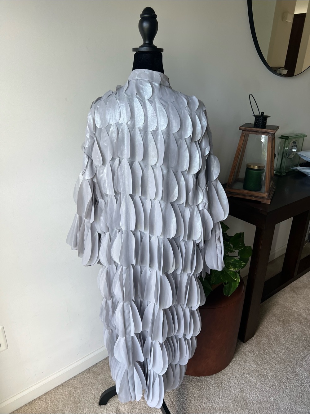 Zara Long Metallic Textured Hearts Coat - Picture 4 of 5